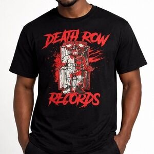 Death Row Records Black Graphic T Shirt Blood Chair Print Size M